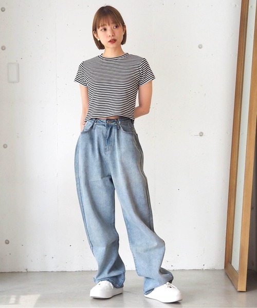 tiptop(ティップトップ)の「【選べる2サイズ】綿100%フライスTシャツ(Tシャツ/カットソー・レディース・ブラック/ピンク系その他/ホワイト系その他/レッド/オフホワイト/ホワイト系その他2/ブラック系その他/ブラウン/ホワイト系その他3・S/M)」の13枚目の写真