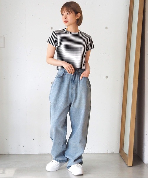 tiptop(ティップトップ)の「【選べる2サイズ】綿100%フライスTシャツ(Tシャツ/カットソー・レディース・ブラック/ピンク系その他/ホワイト系その他/レッド/オフホワイト/ホワイト系その他2/ブラック系その他/ブラウン/ホワイト系その他3・S/M)」の14枚目の写真