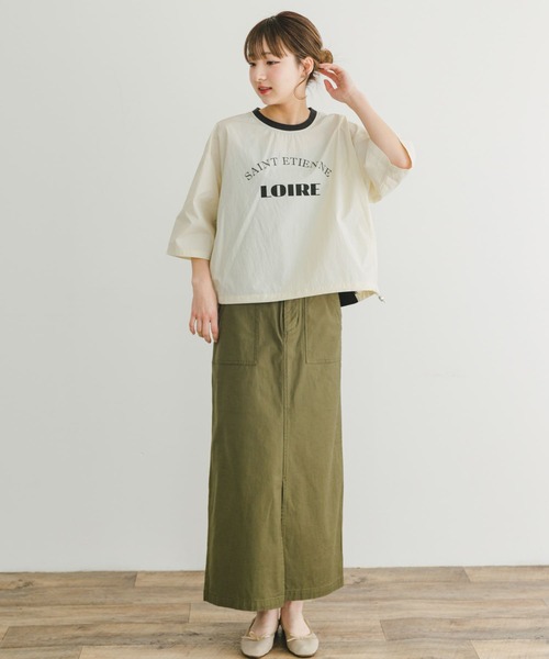 ITEMS URBANRESEARCH（アイテムズ アーバンリサーチ）の「ロゴハンソデナイロンプルオーバー（Tシャツ/カットソー・レディース・ベージュ/ネイビー/オフホワイト・FREE）」の9枚目の写真