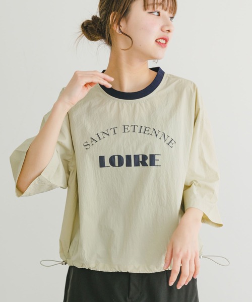 ITEMS URBANRESEARCH（アイテムズ アーバンリサーチ）の「ロゴハンソデナイロンプルオーバー（Tシャツ/カットソー・レディース・ベージュ/ネイビー/オフホワイト・FREE）」の8枚目の写真