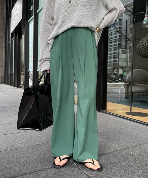 DouDou(ドゥドゥ)の「接触冷感ワイドパンツ(その他パンツ・レディース・チャコールグレー/グリーン/ベージュ/ブラック・FREE)」の4枚目の写真