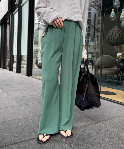 DouDou(ドゥドゥ)の「接触冷感ワイドパンツ(その他パンツ・レディース・チャコールグレー/グリーン/ベージュ/ブラック・FREE)」の9枚目の写真