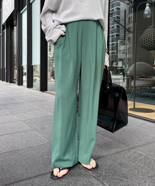 DouDou(ドゥドゥ)の「接触冷感ワイドパンツ(その他パンツ・レディース・チャコールグレー/グリーン/ベージュ/ブラック・FREE)」の10枚目の写真