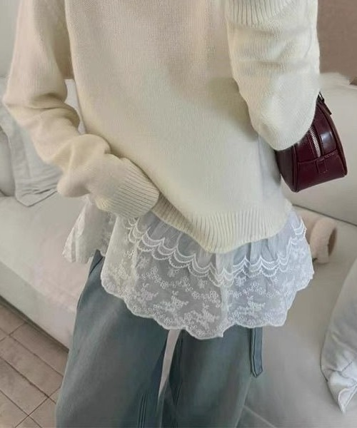 gossip!ロサンゼルス(ゴシップロサンゼルス)の「ヴィンテージ風 レースレイヤードスカート(スカート・レディース・ホワイト・FREE)」の3枚目の写真