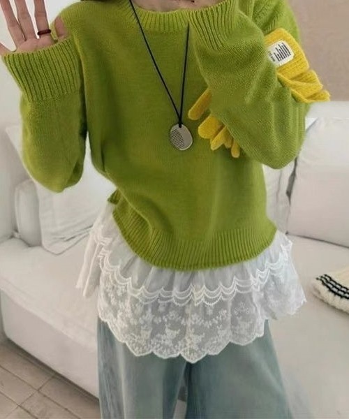 gossip!ロサンゼルス(ゴシップロサンゼルス)の「ヴィンテージ風 レースレイヤードスカート(スカート・レディース・ホワイト・FREE)」の4枚目の写真