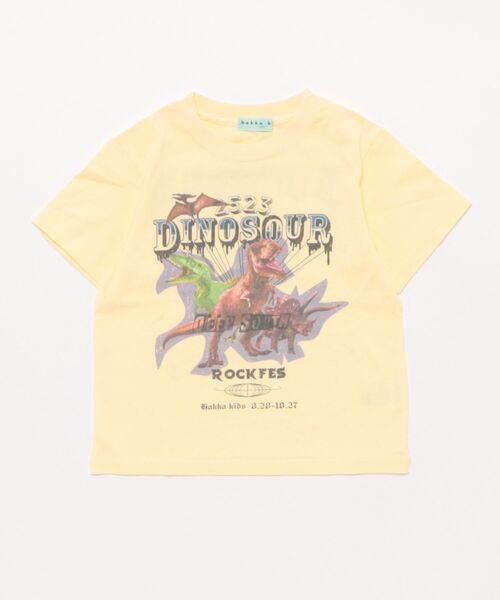 HAKKA KIDS（ハッカキッズ）の「恐竜ツアープリントTシャツ（Tシャツ/カットソー・キッズ・イエロー/ブラック・130cm/110cm/120cm/100cm）」の2枚目の写真