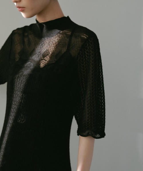 CASA FLINE ワンピース　未使用 セール】casa fline/シャーリング編みニットドレス（ワンピース