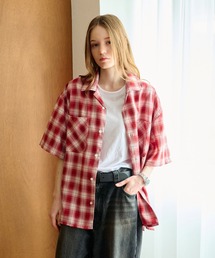 WETTEMPT（ウィテンプト）の「OPEN COLLAR DAMAGED OMBRE CHECK SHIRT /オープンカラーダメージオンブレチェックシャツ（シャツ/ブラウス・メンズ）」