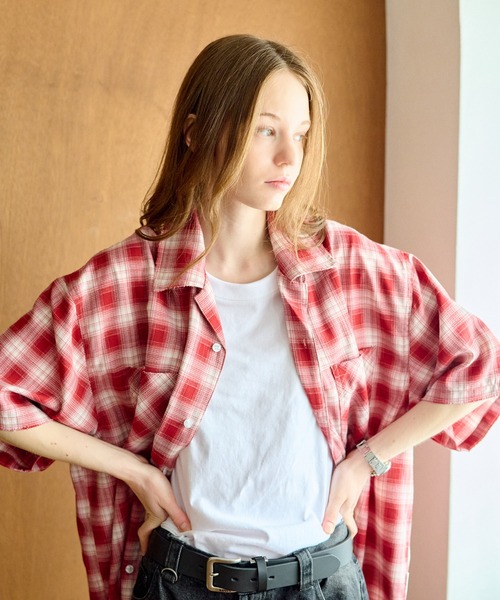 【新品 未使用 未開封】BONTON ボントン　チェックシャツ　匿名配送 セール】OPEN COLLAR DAMAGED OMBRE CHECK SHIRT /オープン