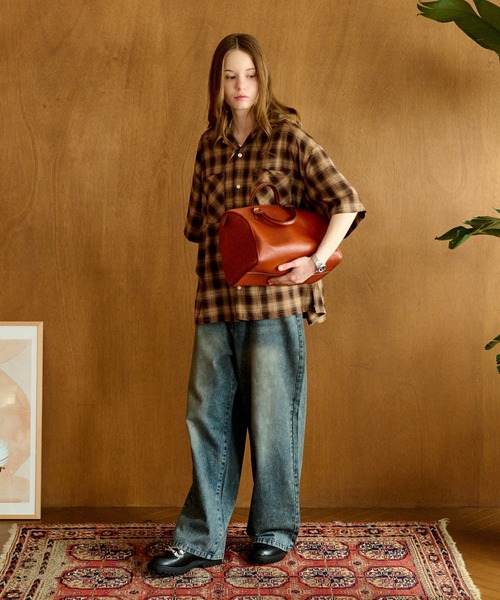 WETTEMPT（ウィテンプト）の「OPEN COLLAR DAMAGED OMBRE CHECK SHIRT