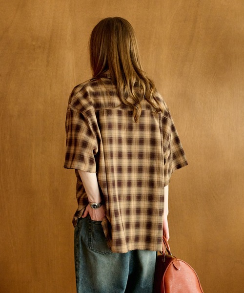 WETTEMPT（ウィテンプト）の「OPEN COLLAR DAMAGED OMBRE CHECK SHIRT