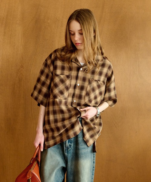 WETTEMPT(ウィテンプト)の「OPEN COLLAR DAMAGED OMBRE CHECK SHIRT /オープンカラーダメージオンブレチェックシャツ(シャツ/ブラウス・メンズ・レッド/ブラック/ブラウン・SMALL/LARGE/MEDIUM)」の20枚目の写真