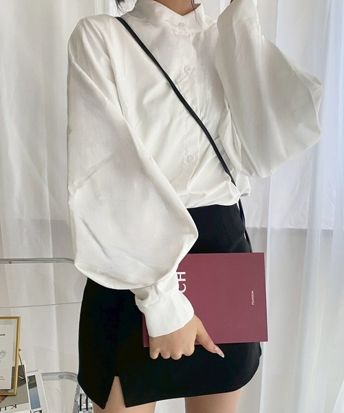 merrylatte(メリーラテ)の「スタンドカラーバルーンスリーブシャツ(シャツ/ブラウス・レディース・ホワイト・MEDIUM/SMALL)」の9枚目の写真