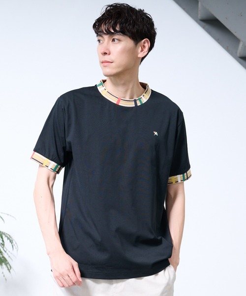 Arnold Palmer（アーノルドパーマー）の「パーマーチェック リブ シェア リンガー Tシャツ（Tシャツ/カットソー・レディース・ブラック/ネイビー/ホワイト・M/S/XS/L/LL）」の2枚目の写真