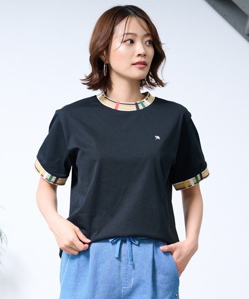 Arnold Palmer（アーノルドパーマー）の「パーマーチェック リブ シェア リンガー Tシャツ（Tシャツ/カットソー・レディース・ブラック/ネイビー/ホワイト・M/S/XS/L/LL）」の10枚目の写真