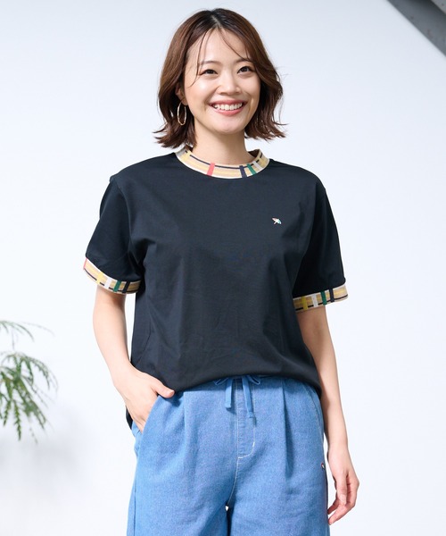 Arnold Palmer（アーノルドパーマー）の「パーマーチェック リブ シェア リンガー Tシャツ（Tシャツ/カットソー・レディース・ブラック/ネイビー/ホワイト・M/S/XS/L/LL）」の11枚目の写真