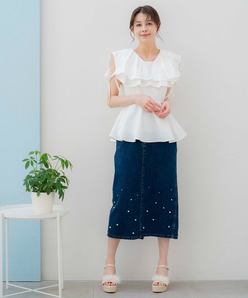 NOELA（ノエラ）の「スクエアカラーブラウス（シャツ/ブラウス・レディース・ベージュ/カーキ/オフホワイト・フリー）」の8枚目の写真