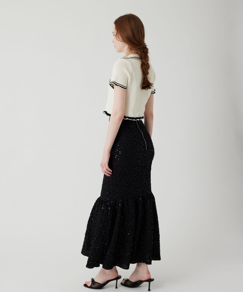 DEICY(デイシー)の「オープンカラーポロニット(ニット/セーター・レディース・アイボリー/ブラック・FREE)」の6枚目の写真