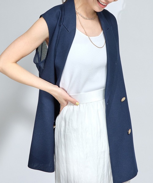 【清潔感バツグン】メッシュダブルボタンライトベスト