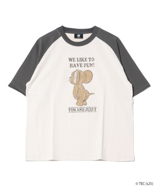 Tom＆Jerry（トムアンドジェリー）の「【公式】トムとジェリー　USEDLIKEプリントTシャツ（Tシャツ/カットソー・レディース・イエロー/アイボリー/スミクロ/サックスブルー・M/L）」の2枚目の写真