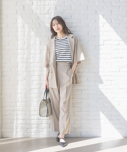 GLOBAL WORK(グローバルワーク)の「ストレートパンツ/お手入れラクラクセットアップ/290030(その他パンツ・レディース・ブラック/ライトベージュ/ベージュ系その他7・SMALL/MEDIUM/LARGE/X-SMALL)」の4枚目の写真