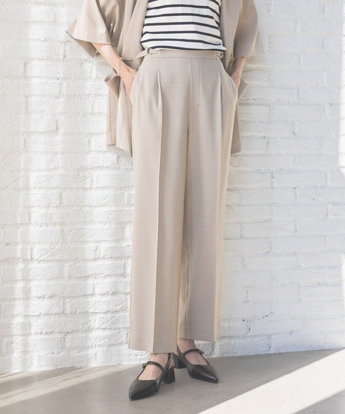 GLOBAL WORK(グローバルワーク)の「ストレートパンツ/お手入れラクラクセットアップ/290030(その他パンツ・レディース・ブラック/ライトベージュ/ベージュ系その他7・SMALL/MEDIUM/LARGE/X-SMALL)」の9枚目の写真