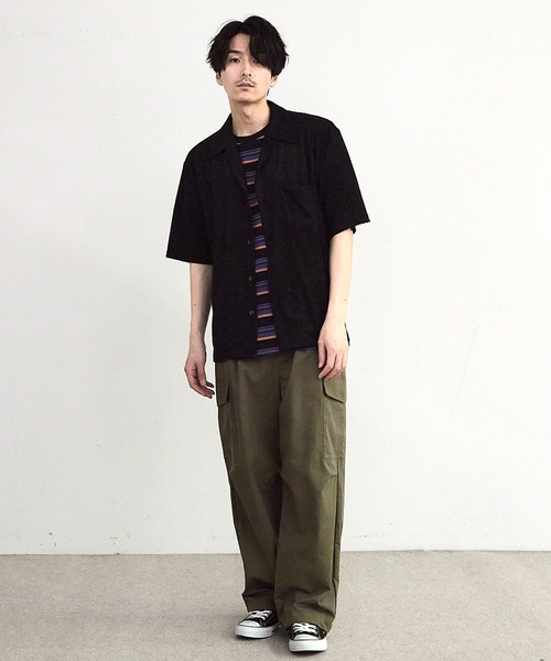 RATTLE TRAP(ラトルトラップ)の「パイルチェックオープンカラー半袖シャツ(シャツ/ブラウス・メンズ・ブラック/ホワイト・LL/M/L)」の4枚目の写真