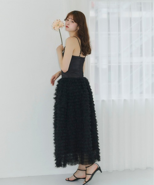 ボリュームチュールキャミワンピース（ドレス）｜Olu