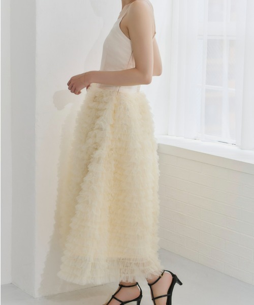 ボリュームチュールキャミワンピース（ドレス）｜Olu