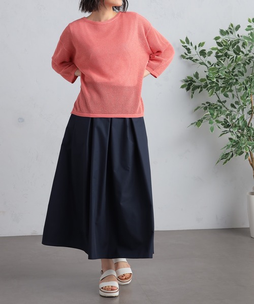 GALLORIA(ギャローリア)の「タックフレアスカート(スカート・レディース・ライトベージュ/ネイビー・M/L/LL/S)」の7枚目の写真