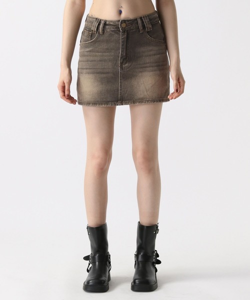 FOREVER 21（フォーエバー トゥエンティーワン）の「【2025SS】加工台形デニムミニスカート（デニムスカート・レディース・ブルー/ブラウン・SMALL/MEDIUM）」の6枚目の写真