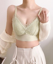 Lace Ladies(レースレディース)の花柄 レース 脇高 ノンワイヤー ブラ(ナイトブラ)