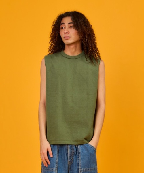 WALLA WALLA SPORT（ワラワラスポーツ）の「9oz TUBE SLEEVELESS TEE/ 9オンス チューブ スリーブレス ティー（タンクトップ・メンズ・アイボリー/ブラック/グリーン系その他/スミクロ/ダークインディゴブルー/マスタード/ホワイト/ダークグリーン/エンジ/レモンイエロー・MEDIUM/LARGE/X-LARGE/SMALL）」の6枚目の写真