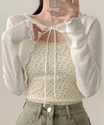 kirakiraShop | 【２点セット】シアー メロウ カーディガン &カップ付き 花柄 キャミソール(キャミソール)