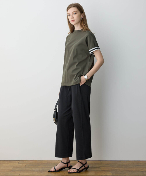 LE SOUK HOLIDAY(ルスークホリデー)の「【接触冷感】EASY ELEGANCEスムースワイドパンツ(スラックス・レディース・チャコールグレー/ブラック/カーキ・L/M)」の22枚目の写真