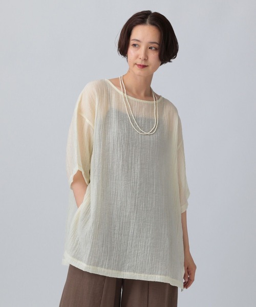 LEPSIM(レプシィム)の「クリンクルブラウス 492797(シャツ/ブラウス・レディース・オフホワイト/オレンジ/ブラック・FREE)」の2枚目の写真