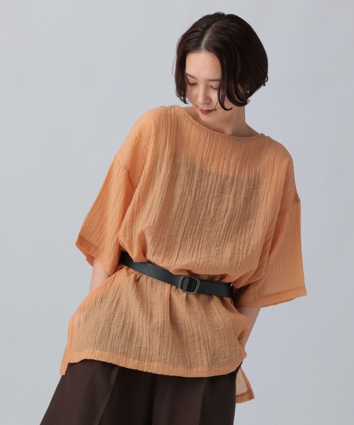 LEPSIM(レプシィム)の「クリンクルブラウス 492797(シャツ/ブラウス・レディース・オフホワイト/オレンジ/ブラック・FREE)」の1枚目の写真