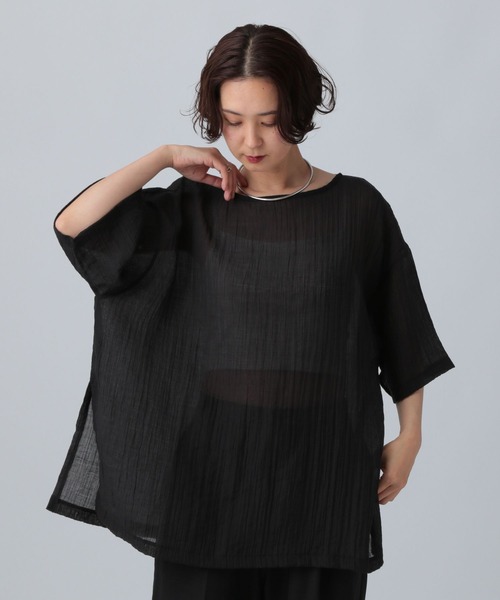 LEPSIM(レプシィム)の「クリンクルブラウス 492797(シャツ/ブラウス・レディース・オフホワイト/オレンジ/ブラック・FREE)」の3枚目の写真