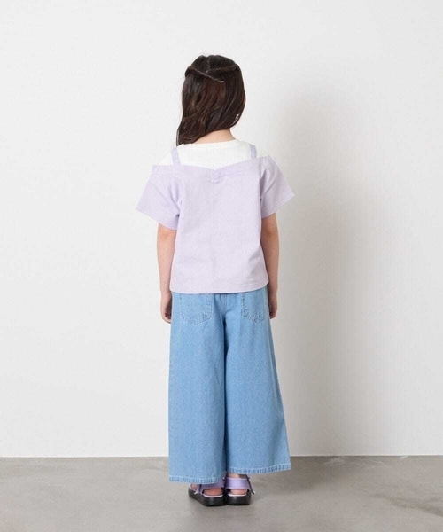 a.v.v（アーヴェヴェ）の「【接触冷感/ジメジメ対策】[100-160]バックル付きイレイヤード風Ｔシャツ（Tシャツ/カットソー・キッズ・ライトグレー/ライラック・110/100/120/130/150/140/160）」の3枚目の写真