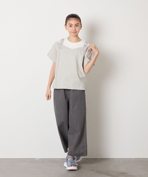 a.v.v（アーヴェヴェ）の「【接触冷感/ジメジメ対策】[100-160]バックル付きイレイヤード風Ｔシャツ（Tシャツ/カットソー・キッズ・ライトグレー/ライラック・110/100/120/130/150/140/160）」の16枚目の写真