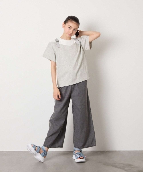 a.v.v（アーヴェヴェ）の「【接触冷感/ジメジメ対策】[100-160]バックル付きイレイヤード風Ｔシャツ（Tシャツ/カットソー・キッズ・ライトグレー/ライラック・110/100/120/130/150/140/160）」の17枚目の写真