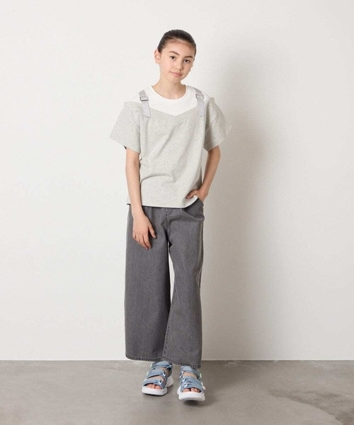 a.v.v（アーヴェヴェ）の「【接触冷感/ジメジメ対策】[100-160]バックル付きイレイヤード風Ｔシャツ（Tシャツ/カットソー・キッズ・ライトグレー/ライラック・110/100/120/130/150/140/160）」の18枚目の写真