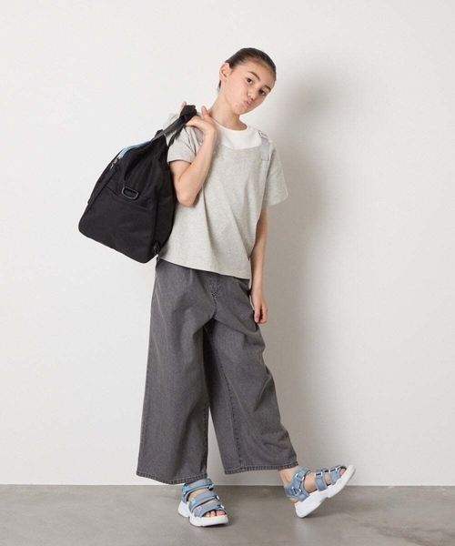 a.v.v（アーヴェヴェ）の「【接触冷感/ジメジメ対策】[100-160]バックル付きイレイヤード風Ｔシャツ（Tシャツ/カットソー・キッズ・ライトグレー/ライラック・110/100/120/130/150/140/160）」の19枚目の写真