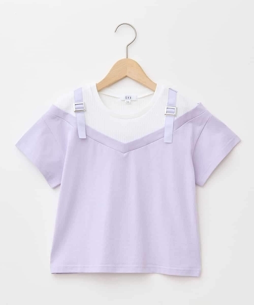 a.v.v（アーヴェヴェ）の「【接触冷感/ジメジメ対策】[100-160]バックル付きイレイヤード風Ｔシャツ（Tシャツ/カットソー・キッズ・ライトグレー/ライラック・110/100/120/130/150/140/160）」の20枚目の写真