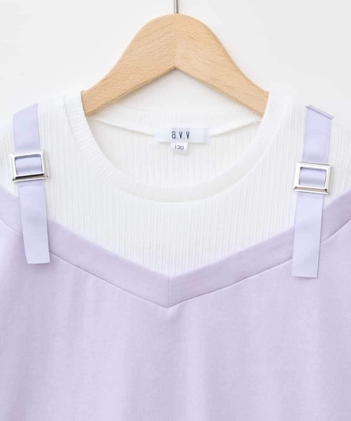 a.v.v（アーヴェヴェ）の「【接触冷感/ジメジメ対策】[100-160]バックル付きイレイヤード風Ｔシャツ（Tシャツ/カットソー・キッズ・ライトグレー/ライラック・110/100/120/130/150/140/160）」の22枚目の写真