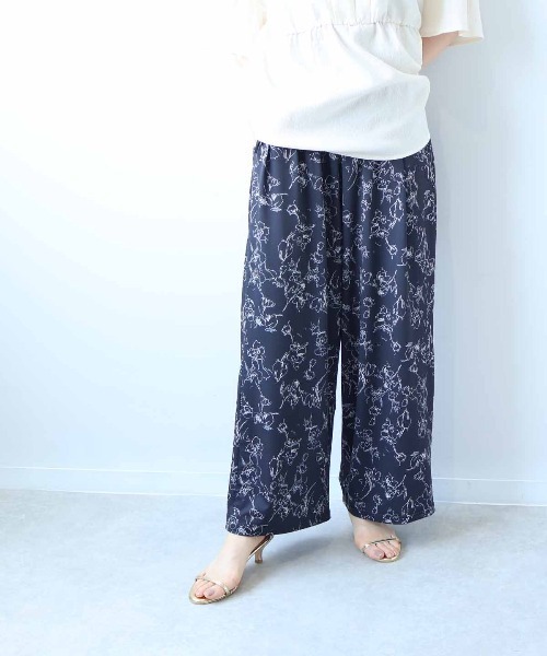 leswel（レスウェル）の「【接触冷感】【L～5L 大きいサイズ】単色花柄イージーワンドパンツ 春夏（その他パンツ・レディース・ブラウン/ブラック・L/LL/3L/4L/5L）」の8枚目の写真