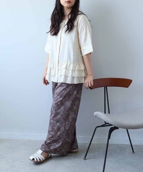 leswel（レスウェル）の「【接触冷感】【L～5L 大きいサイズ】単色花柄イージーワンドパンツ 春夏（その他パンツ・レディース・ブラウン/ブラック・L/LL/3L/4L/5L）」の13枚目の写真