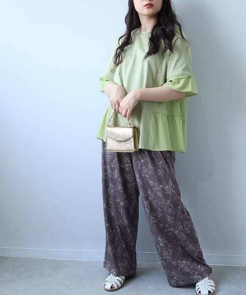 leswel（レスウェル）の「【接触冷感】【L～5L 大きいサイズ】単色花柄イージーワンドパンツ 春夏（その他パンツ・レディース・ブラウン/ブラック・L/LL/3L/4L/5L）」の15枚目の写真