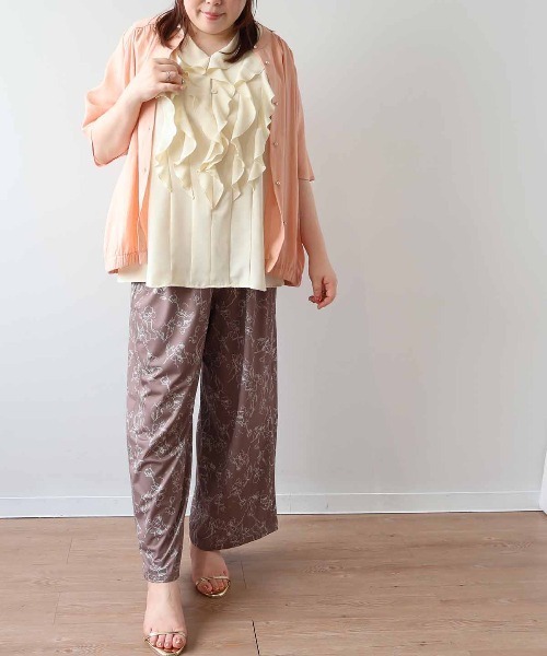 leswel（レスウェル）の「【接触冷感】【L～5L 大きいサイズ】単色花柄イージーワンドパンツ 春夏（その他パンツ・レディース・ブラウン/ブラック・L/LL/3L/4L/5L）」の22枚目の写真