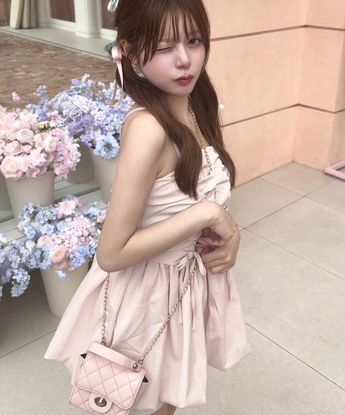 clear(クリア)の「【10色展開/人気定番】ドロストデザインバルーンチュニック《再入荷》(チュニック・レディース・ブラック系その他/ブラック/ピンク/オフホワイト/ブラック系その他2/ブラウン系その他/レッド系その他3/ブラック系その他3/イエロー/ホワイト系その他・F)」の1枚目の写真